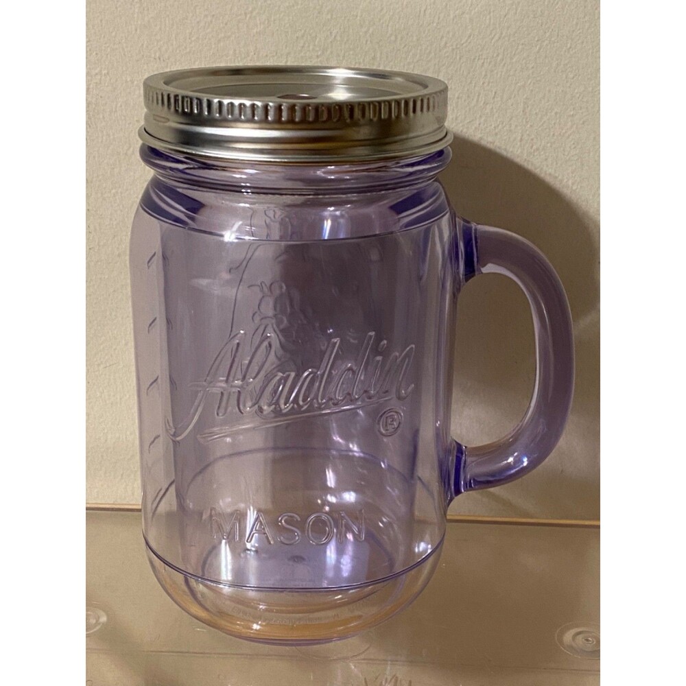 New Aladdin Mason Jar Tumbler Travel Mug Metal Lid No Straw 20oz